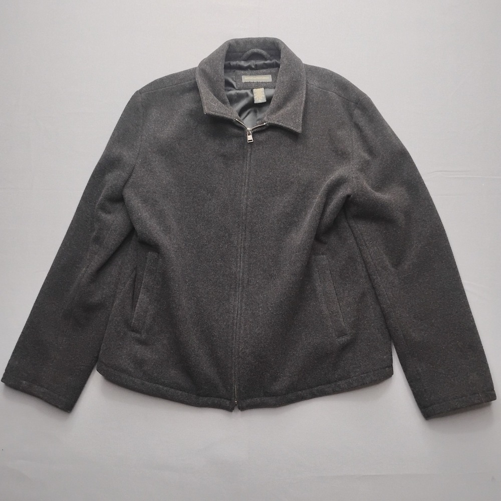 Banana Republic Vintage Y2K Wool Cashmere Full Zip Jacket Mens XL Charcoal Gray